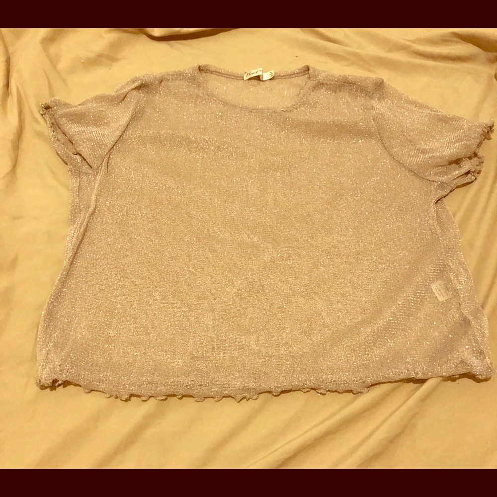 Sheer nude sparkle crop top Size Small